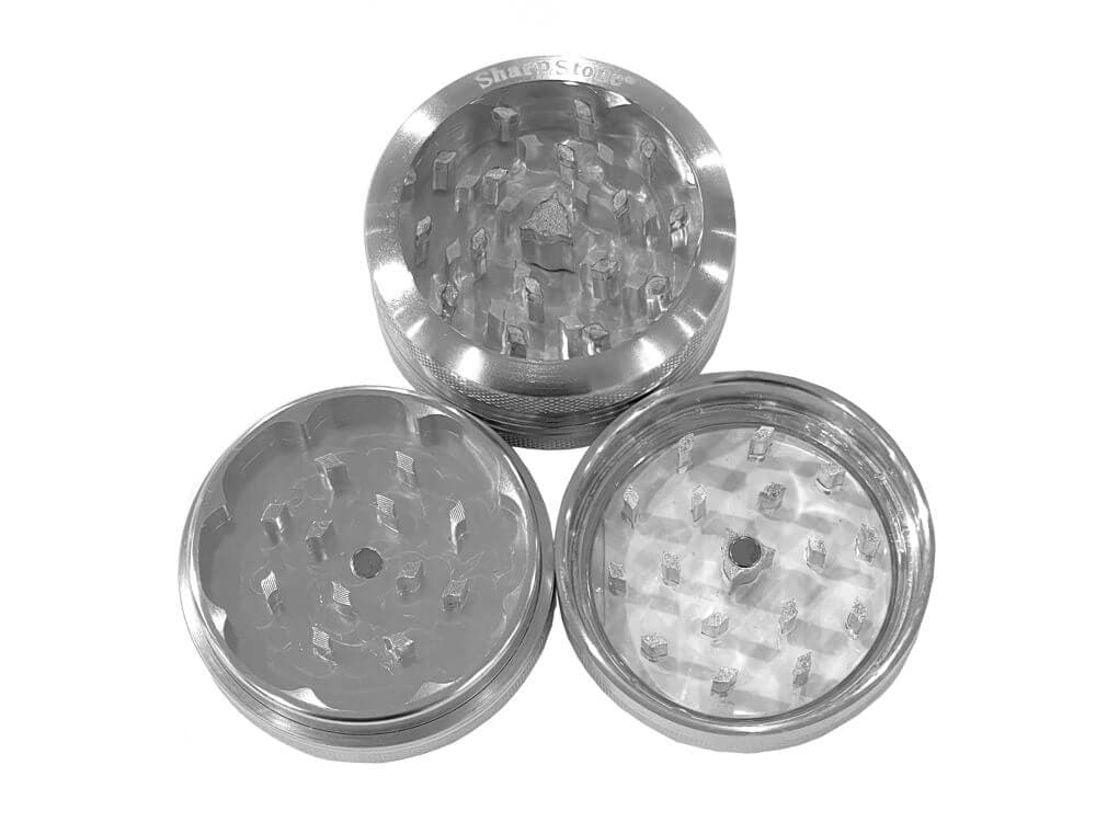 Classic - 2 pieces / Medium (2.2") / Silver SharpStone Clear Grinder