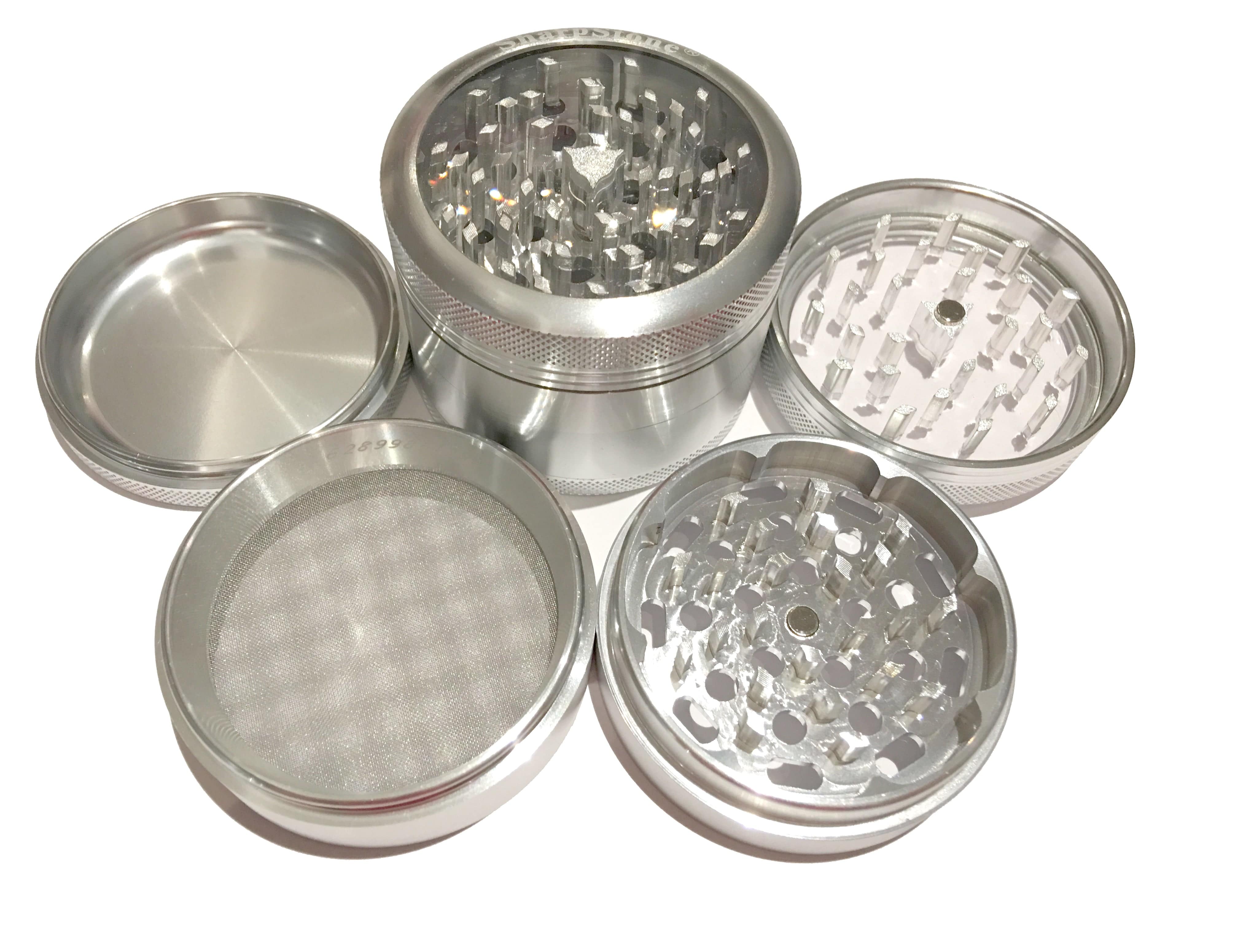 Classic - 4 pieces / Large (2.5") / Silver SharpStone Clear Grinder