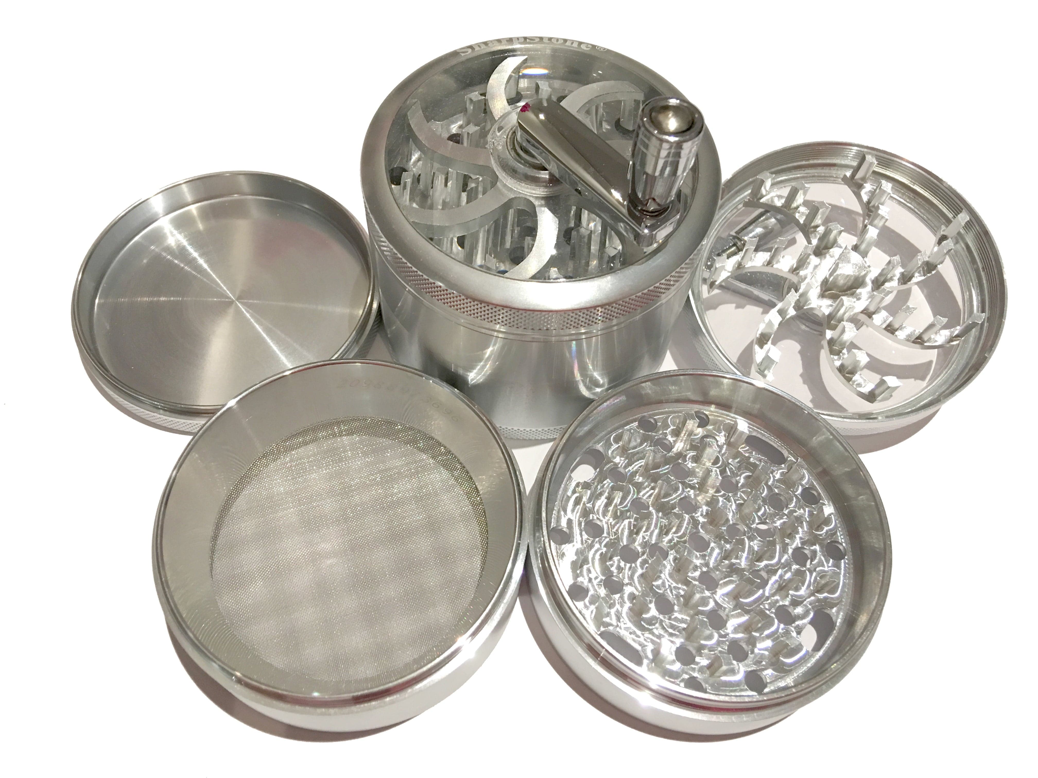 Classic - XL (3.0" Inch) / Crank Top / Silver Sharpstone 4 Piece Grinder