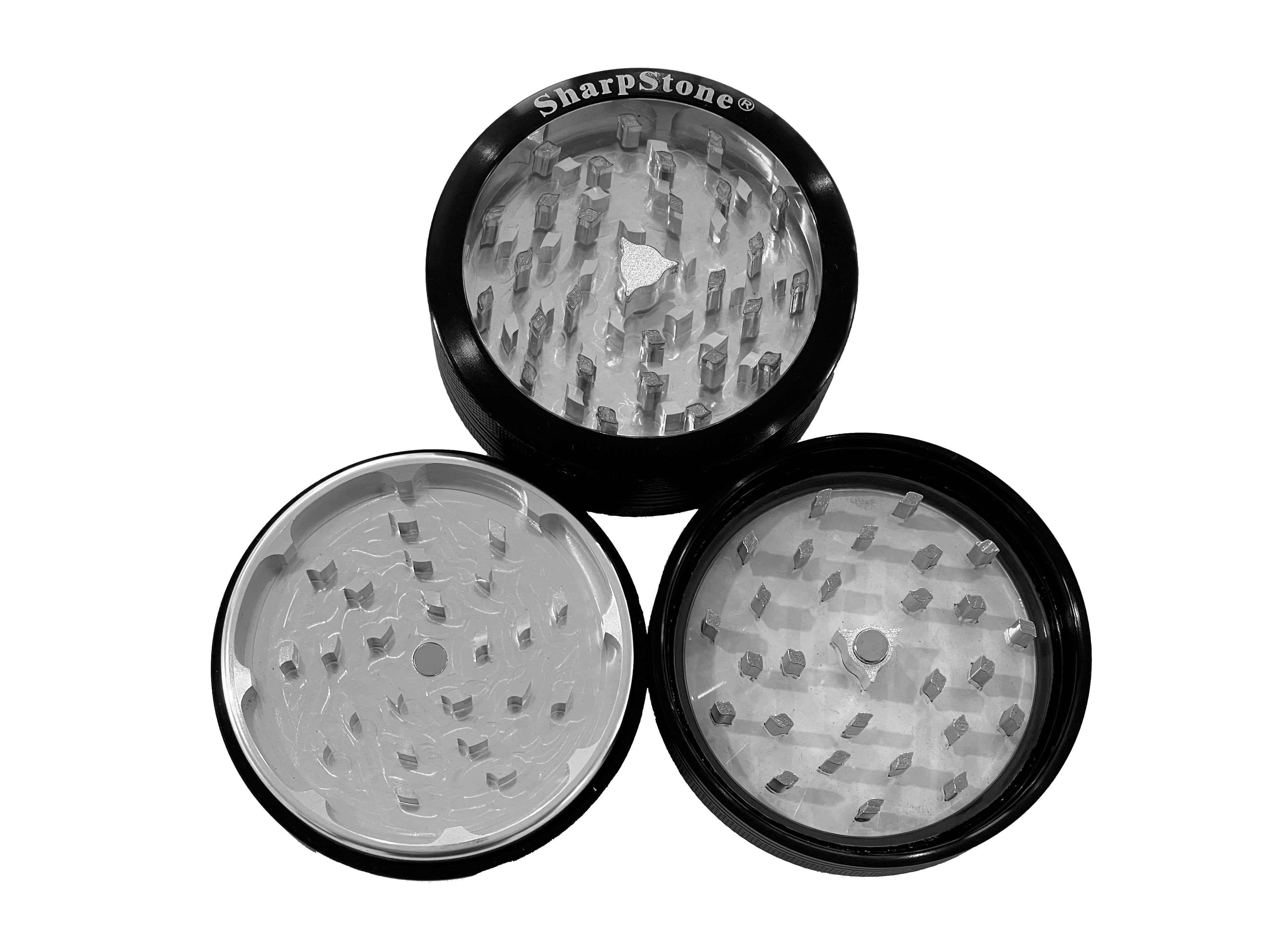 Large (2.5" Inch) / Clear Top / Black SharpStone 2 Piece Grinder