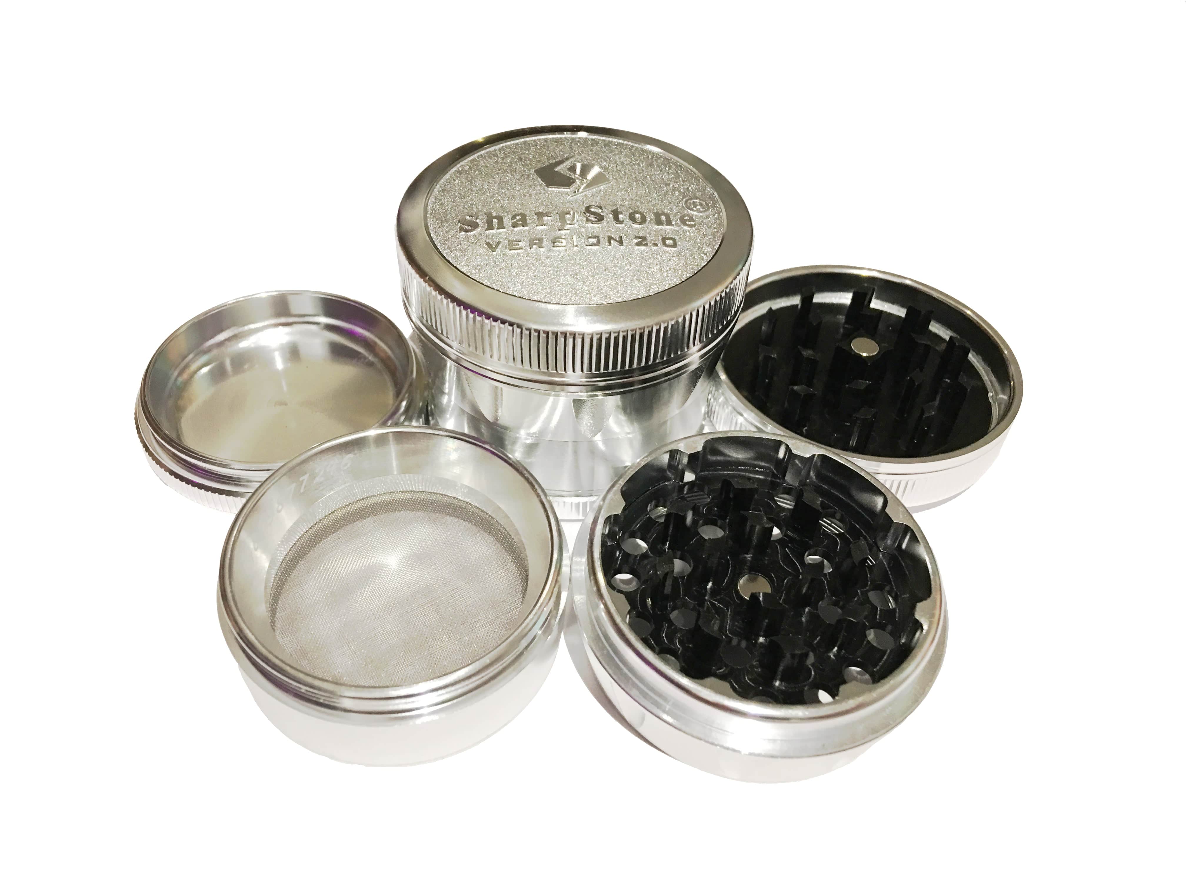 Version 2.0 - Medium (2.2" Inch) / Hard Top / Silver Sharpstone 4 Piece Grinder