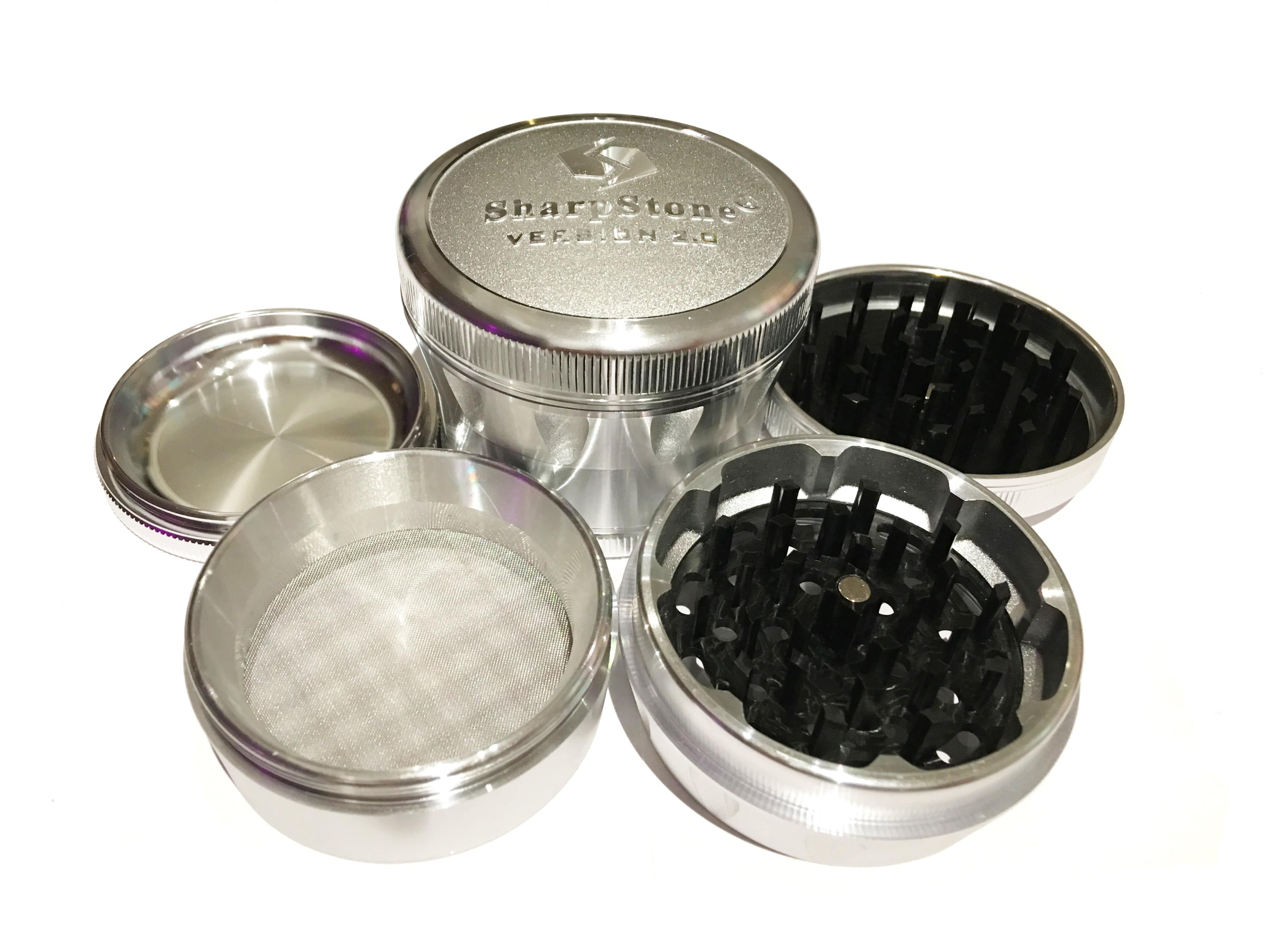 Version 2.0 - XL (3.0" Inch) / Hard Top / Silver Sharpstone 4 Piece Grinder